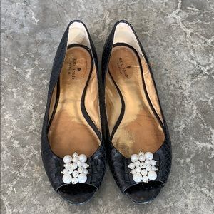 Kare Spade peep toe flat with pearl detail